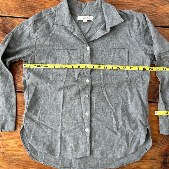 LOFT cotton flannel button down shirt - Picture 6 of 7